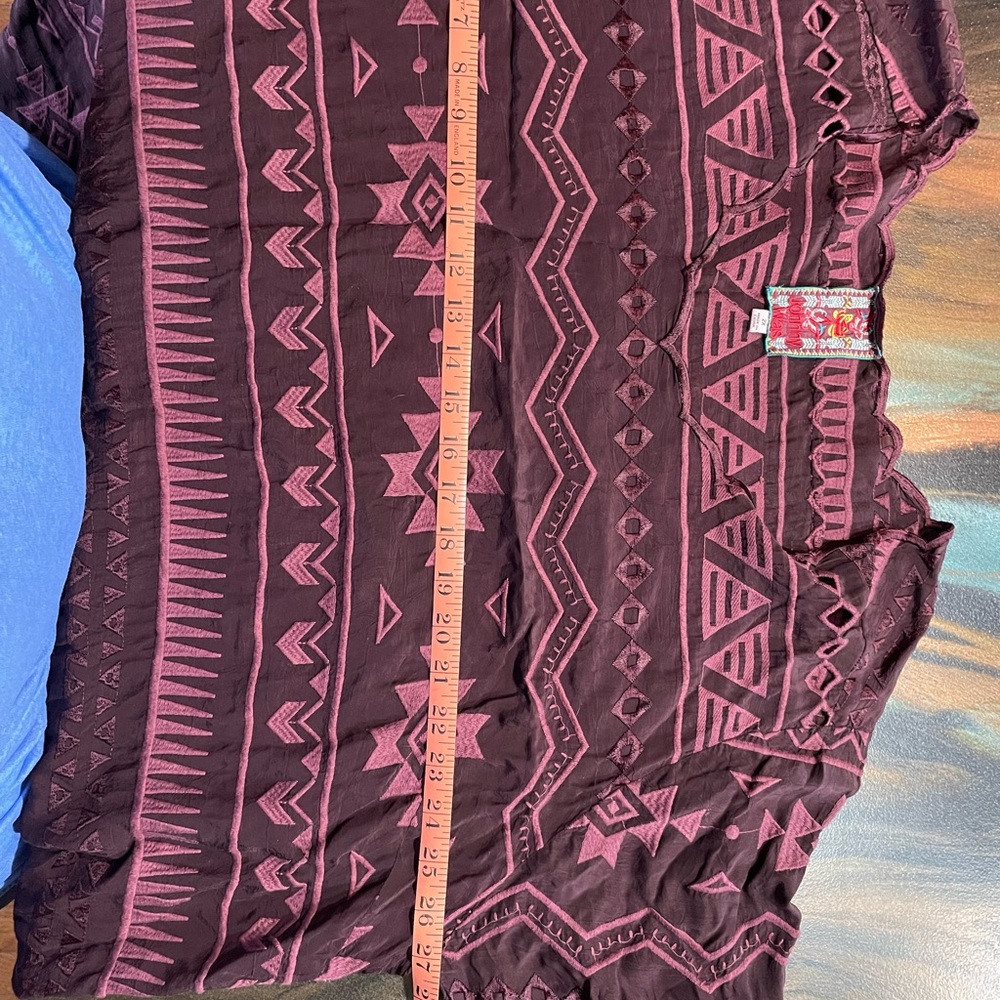 Johnny Was Burgundy and Deep Red Geometric Knit Dress - Picture 5 of 6